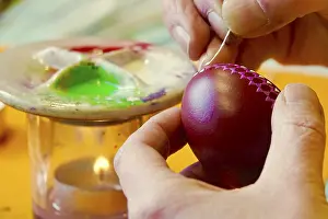 Easter Egg Dyeing Techniques Stampe: Easter, Easter egg, melted wax is applied by hand