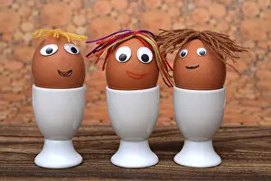 Studio Food Photography Ideas Stampe: Eggs with faces in eggcups