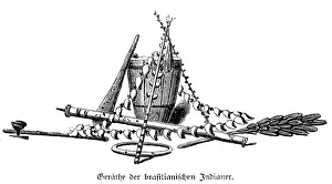Traditional Music Instrument Stampe: Emblem, Indian, drum, ring, shells