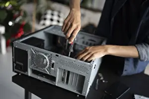 Hardware Installation Stampe: IT Engineer installing Hardware Equipment Development Facility Engineer Maintenance computer Motherboard Electronic