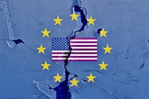 European Union Flag Stampe: EU US flag