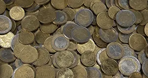 Deserted Bank Scene Stampe: Euro Coins Falling
