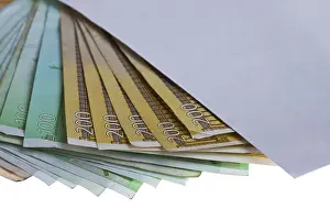 Office Supplies Stampe: Euro notes in an envelope