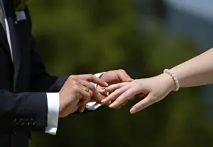 Daytime Wedding Celebration Stampe: Exchanging wedding ring