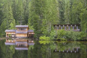 Uninhabited Waterfront In Austria Stampe: Facility for the PreberseeschieBen