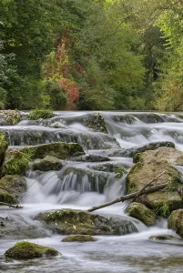 Long Exposure Waterfalls Stampe: Falling step of a former weir at the Triesting
