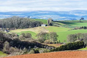Agricultural Scenery UK Stampe: Fields and Farmlands over Devon