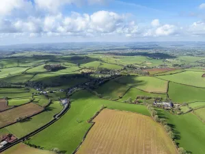 Aerial Landscape Photo UK Stampe: Fields and Farms from a drone, Devon