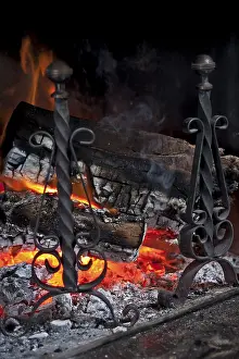 Close Up Fire Stampe: Fire in a fireplace