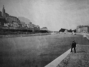 Historic Waterfront Scene Stampe: One of the first autotypes of Grenoble