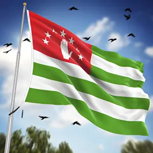Computer Generated Flags Stampe: Flag of Abkhazia, This is a computer generated and 3d rendered image