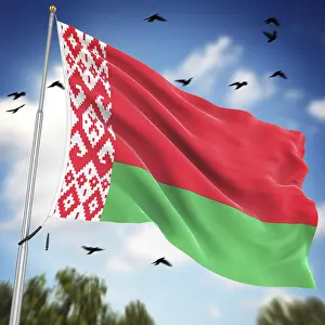 Bielorussia Stampe: Bandiera della Bielorussia, Questo è un'immagine generata da computer e resa 3D.