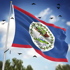 Stampe di Bandiera del Belize, Questo è un'immagine generata da computer e resa 3D Belize Stampe: Bandiera del Belize, Questo è un'immagine generata da computer e resa 3D.