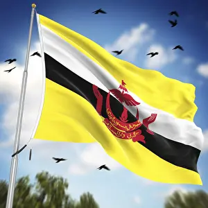 Stampe di Bandiera del Brunei, Questo è un'immagine generata da computer e resa in 3D Brunei Stampe: Bandiera del Brunei, Questo è un'immagine generata da computer e resa 3D.