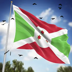 Stampe di Bandiera del Burundi, Questo è un'immagine generata da computer e resa 3D Burundi Stampe: Bandiera del Burundi, Questo è un'immagine generata da computer e resa 3D.