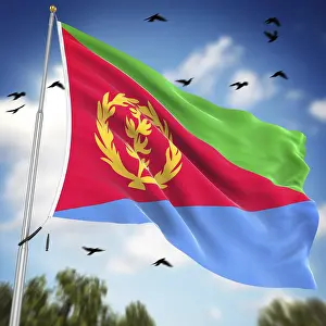 East Africa Flags Stampe: Flag of Eritrea, This is a computer generated and 3d rendered image