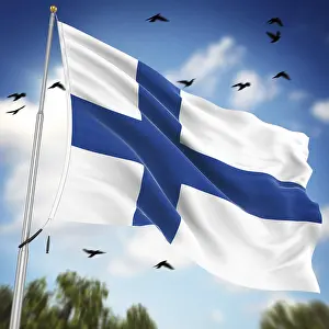 European Country Flags Stampe: Flag of Finland, This is a computer generated and 3d rendered image