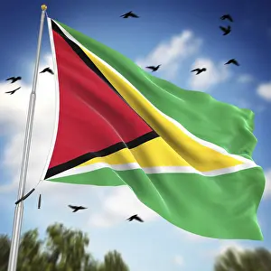 Immagini Correlate Stampe: Bandiera del Guyana, Questo è un'immagine generata da computer e resa in 3D.