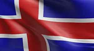 Computer Graphic Illustrations Stampe: Flag of Iceland using as background, 3d rendering