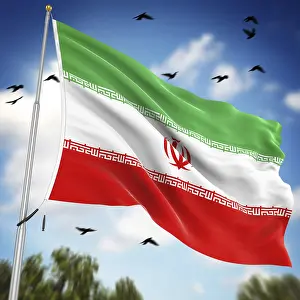 Western Asia Flags Stampe: Flag of Iran, This is a computer generated and 3d rendered image