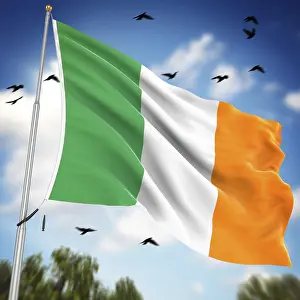 European 3D Rendering Stampe: Flag of Ireland, This is a computer generated and 3d rendered image