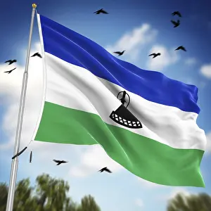 Stampe di Bandiera del Lesotho, Questa è un'immagine generata da computer e resa 3D Immagini Correlate Stampe: Bandiera del Lesotho, Questa è un'immagine generata da computer e resa 3D.
