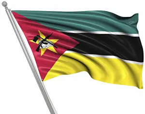 Mozambico Stampe: Bandiera del Mozambico, Questo è un'immagine generata da computer e resa 3D.