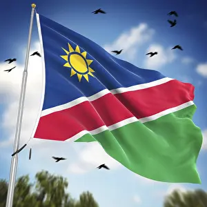 Computer Generated Images Stampe: Flag of Namibia, This is a computer generated and 3d rendered image