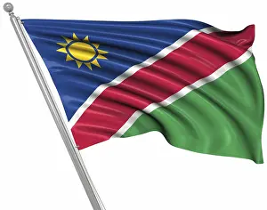 White Background Flag Stampe: Flag of Namibia, isolated on white