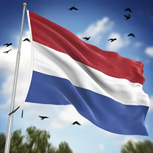 European Country Flags Stampe: Flag of the Netherlands, This is a computer generated and 3d rendered image