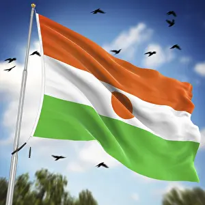 Stampe di Bandiera del Niger, Questo è un'immagine generata da computer e resa in 3D Niger Stampe: Bandiera del Niger, Questo è un'immagine generata da computer e resa 3D.