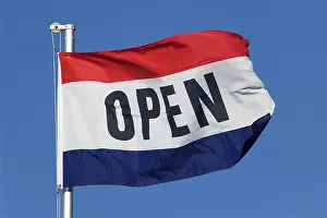 Red And White Flag Stampe: Flag OPEN
