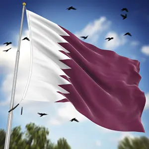 Stampe di Bandiera del Qatar, Questo è un'immagine generata da computer e resa 3D Qatar Stampe: Bandiera del Qatar, Questo è un'immagine generata da computer e resa 3D.