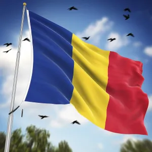 European Country Flags Stampe: Flag of Romania, This is a computer generated and 3d rendered image