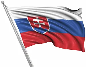 Slovakia Flag Stampe: Flag of Slovakia, This is a computer generated and 3d rendered image