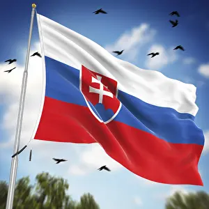 European Country Flags Stampe: Flag of Slovakia, This is a computer generated and 3d rendered image