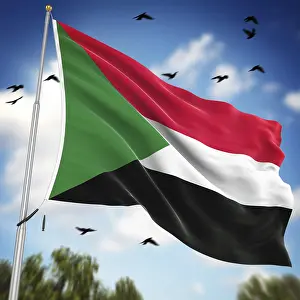 North African Flags Stampe: Flag of Sudan, This is a computer generated and 3d rendered image