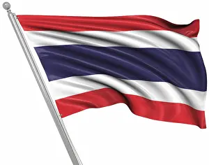 Thai Flag Stampe: Flag of Thailand, This is a computer generated and 3d rendered image