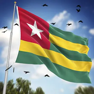 Stampe di Bandiera del Togo, Questo è un'immagine generata da computer e resa in 3D Togo Stampe: Bandiera del Togo, Questo è un'immagine generata da computer e resa 3D.