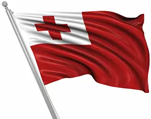 Immagini Correlate Stampe: Bandiera di Tonga, questo è un'immagine generata da computer e resa 3D.