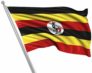 Immagini Correlate Stampe: Bandiera dell'Uganda, Questo è un'immagine generata da computer e resa 3D.