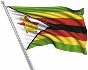 Immagini Correlate Stampe: Bandiera dello Zimbabwe, Questo è un'immagine generata da computer e resa 3D.