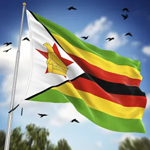 Immagini Correlate Stampe: Bandiera dello Zimbabwe, Questo è un'immagine generata da computer e resa 3D.