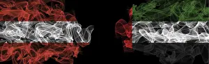 Arabic Flags Stampe: Flags of Austria and UAE on Black background