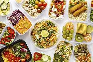 Copy Space For Text Ideas Stampe: Flat lay batch cooking composition
