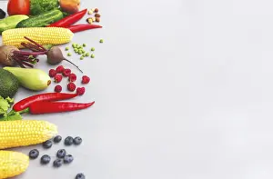 Organic Food Stampe: Flat lay with different vegetables