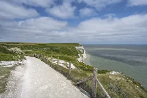 Steep Coast England Stampe: Footpath along the chalk cliffs of Dover