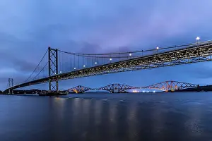 Uninhabited City Centre View Stampe: The Forth Road Bridge with the Forth Bridge in the background