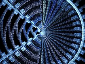Abstract Computer Art Stampe: Fractal disc - abstract computer-generated image