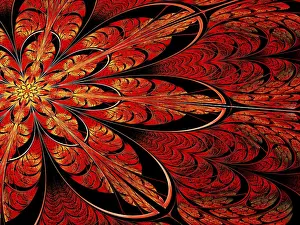 Colorful Decorative Item Stampe: Fractal flower - abstract computer-generated image